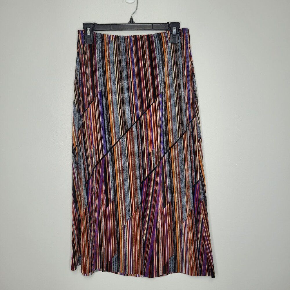 Vintage 90s Ninety dark color moody grunge abstract line print midi skirt LP